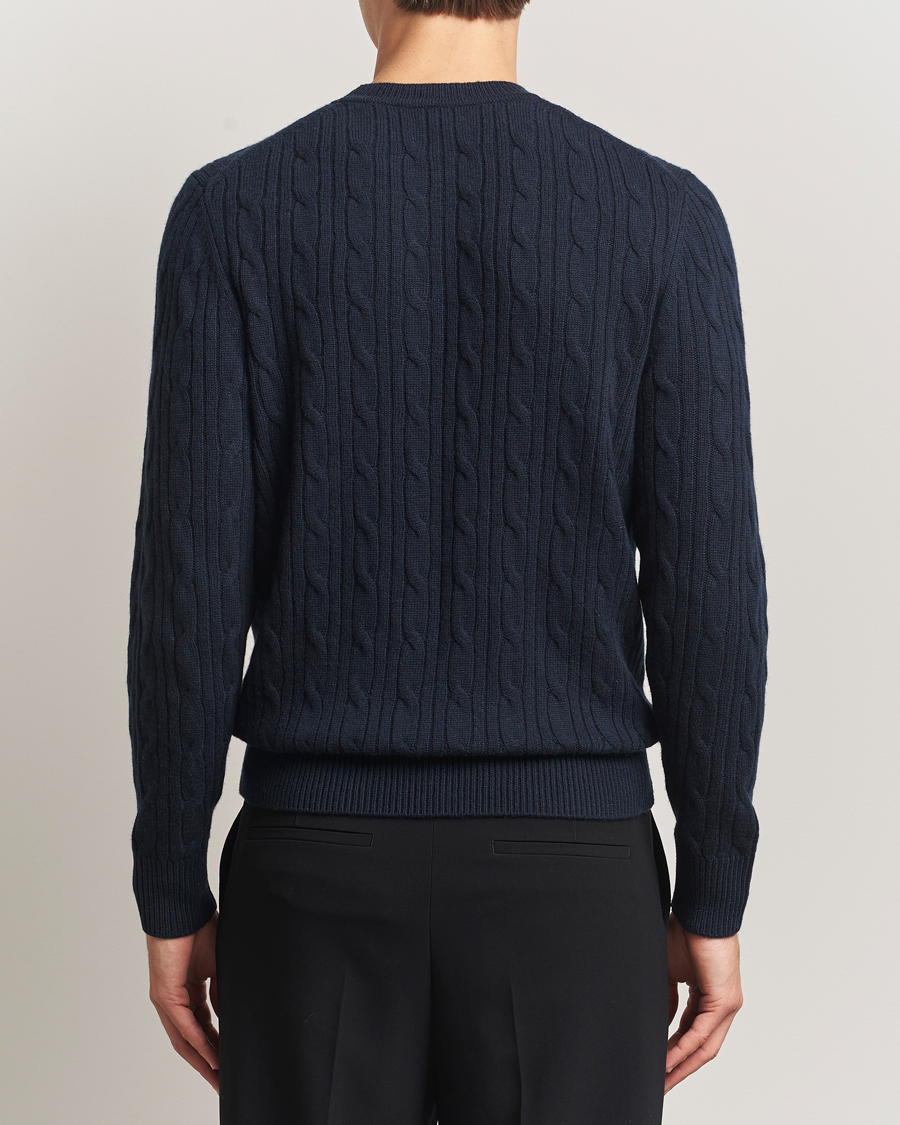 Herre | Trøjer | BOSS BLACK | Hetico Wool/Cashmere Cable Sweater Dark Blue