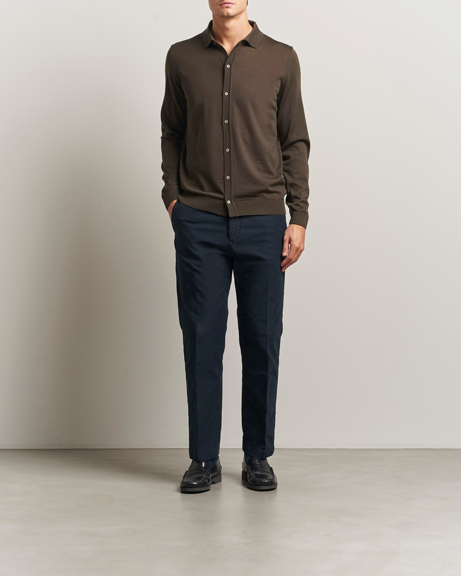 Herre | Trøjer | BOSS BLACK | Helbert Wool Cardigan Open Green