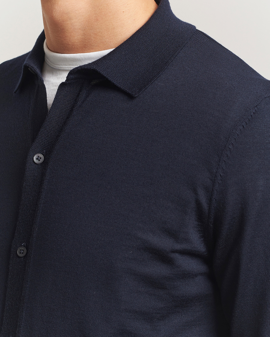 Herre | Trøjer | BOSS BLACK | Helbert Wool Cardigan Dark Blue