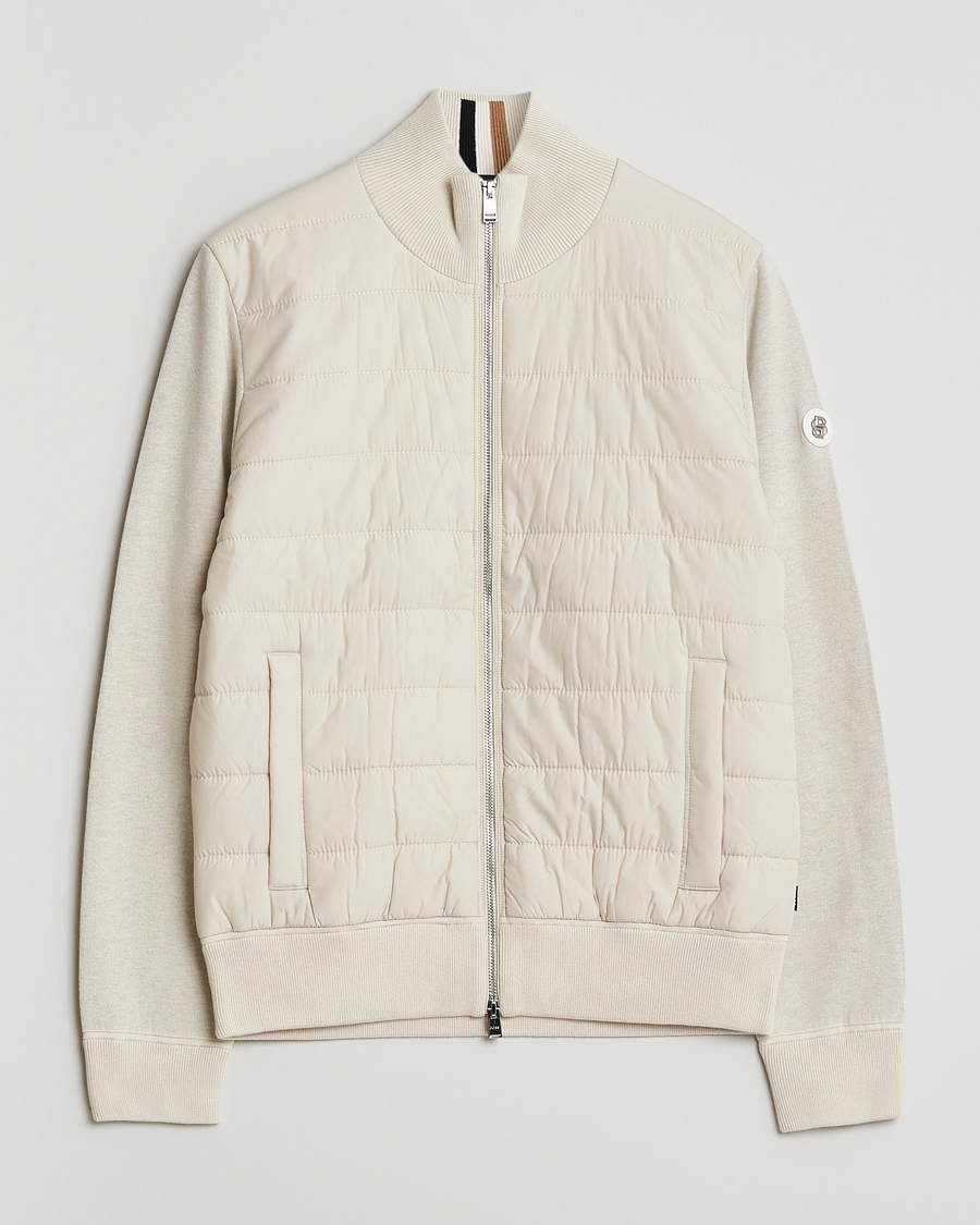 Herre | Trøjer | BOSS BLACK | Hernest Hybrid Full Zip Open White