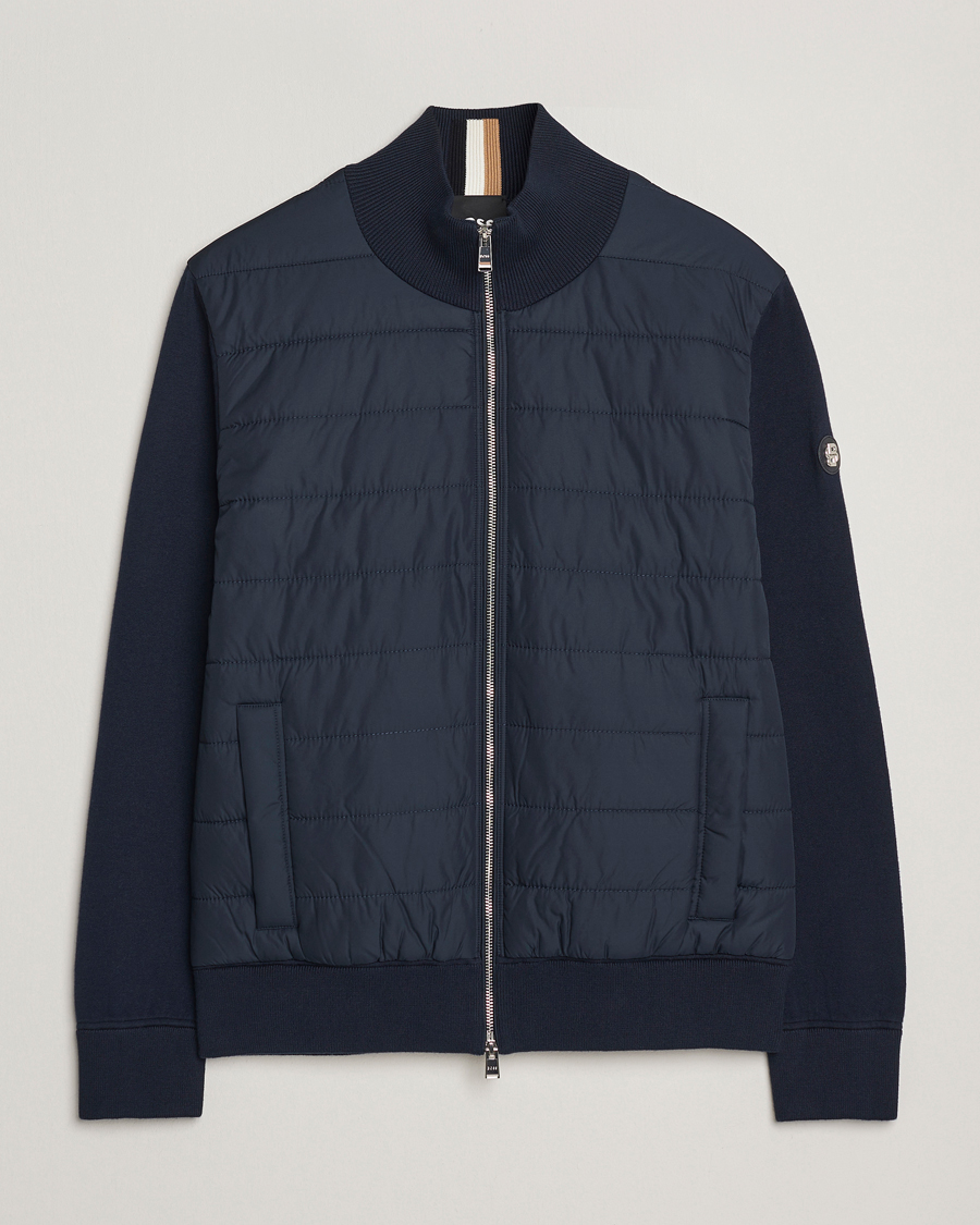 Herre | Trøjer | BOSS BLACK | Hernest Hybrid Full Zip Dark Blue