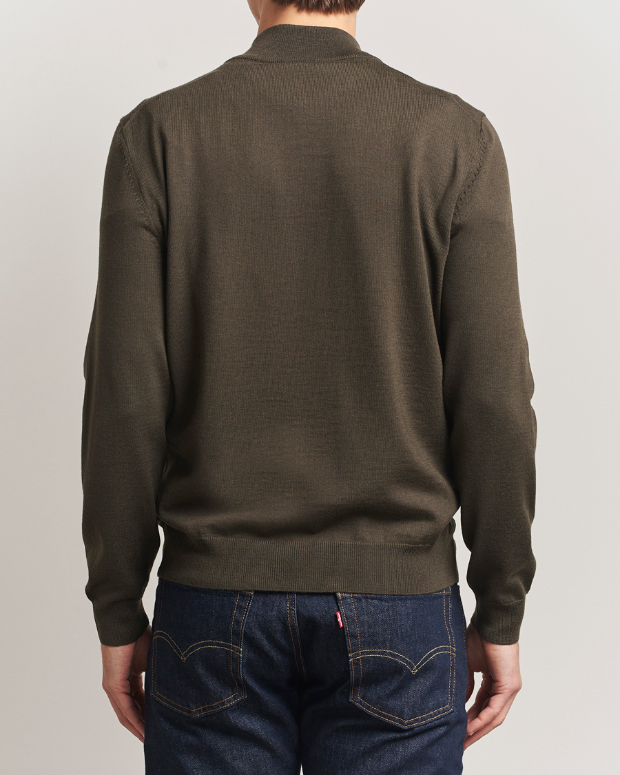 Herre | Trøjer | BOSS BLACK | Ebenji Merino Knitted Half Zip Open Green