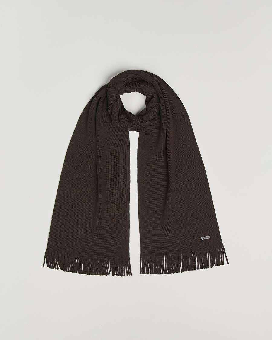 Herre | Halstørklæder | BOSS BLACK | Albas Wool Scarf Dark Brown