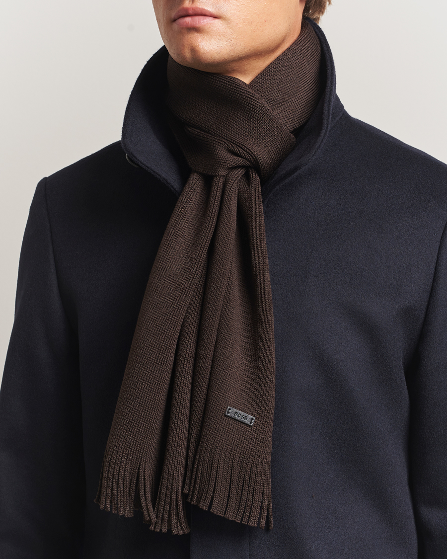 Herre | Halstørklæder | BOSS BLACK | Albas Wool Scarf Dark Brown