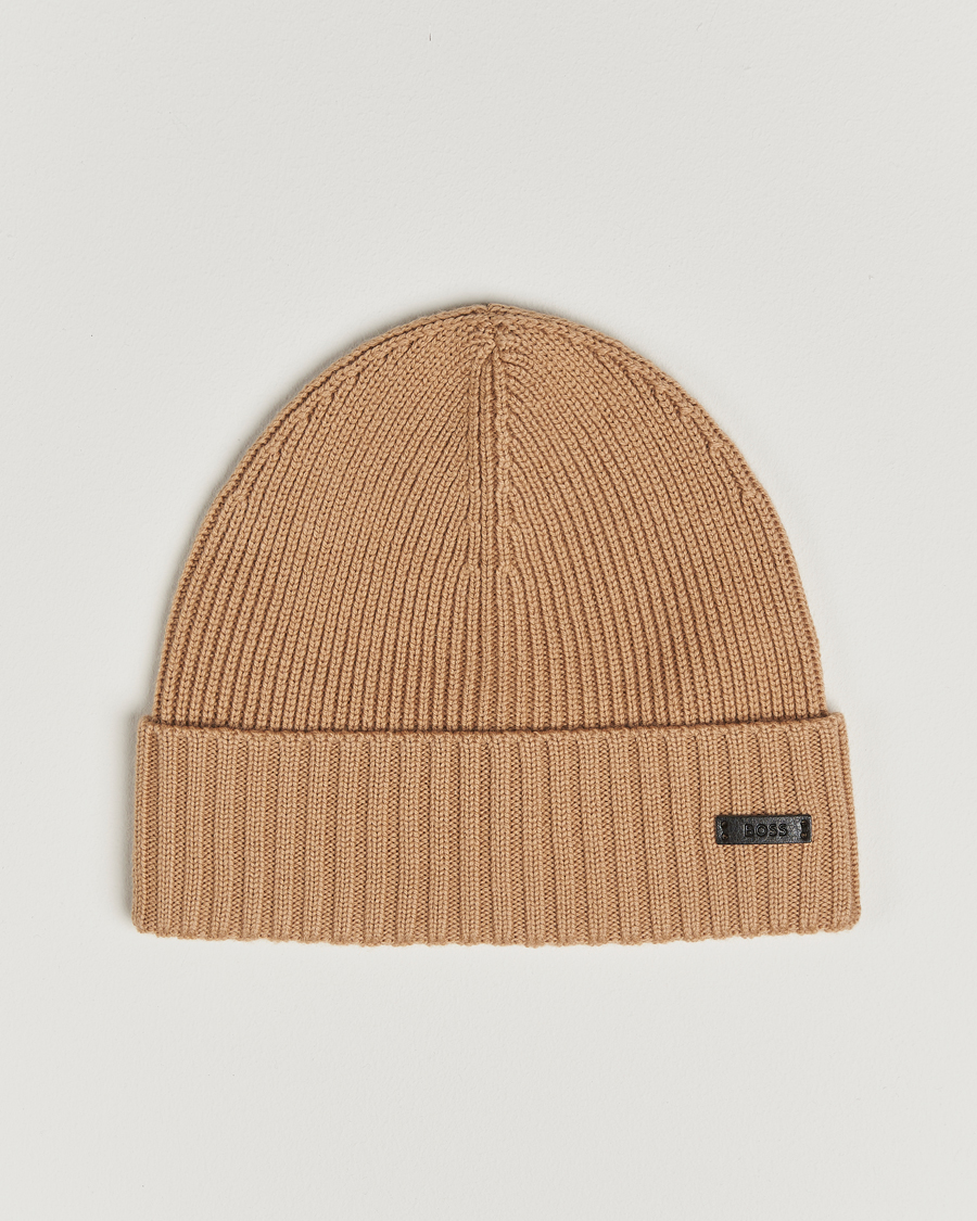 Herre | Huer | BOSS BLACK | Fati Wool Beanie Medium Beige