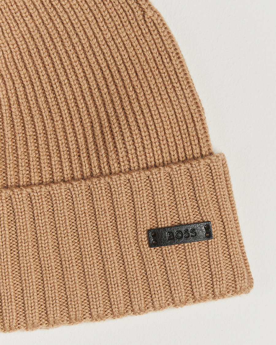 Herre | Huer | BOSS BLACK | Fati Wool Beanie Medium Beige