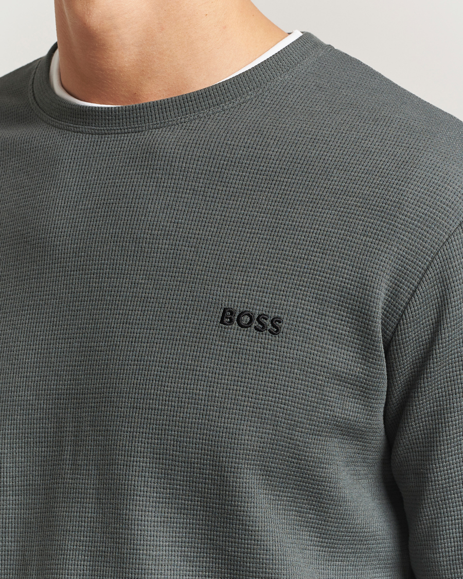 Herre | Pyjamas & Morgenkåber | BOSS BLACK | Waffle Long Sleeve Pyjama T-Shirt Open Green