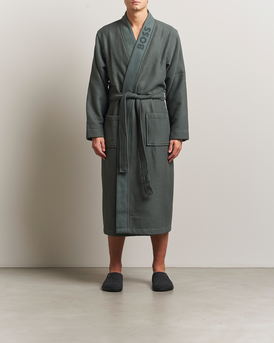 Herre | Pyjamas & Morgenkåber | BOSS BLACK | Waffle Kimono Open Green