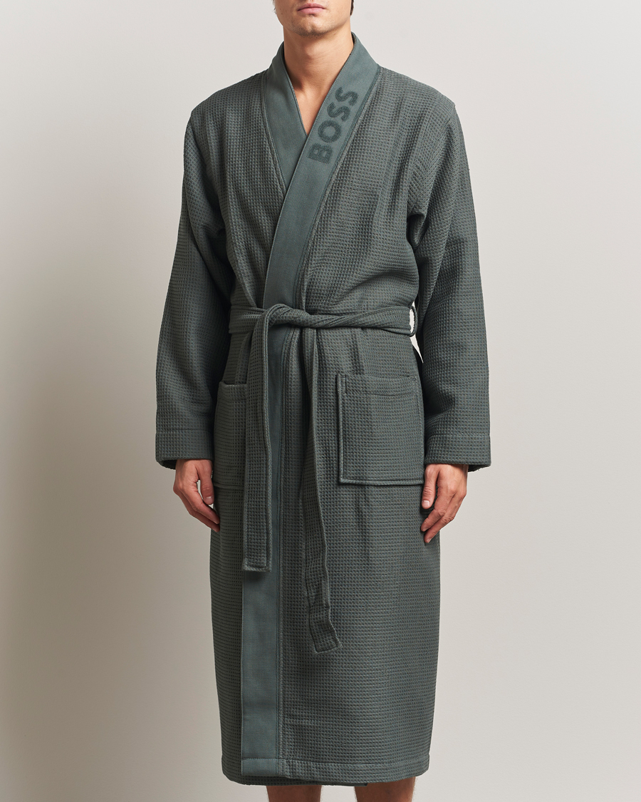 Herre | Pyjamas & Morgenkåber | BOSS BLACK | Waffle Kimono Open Green