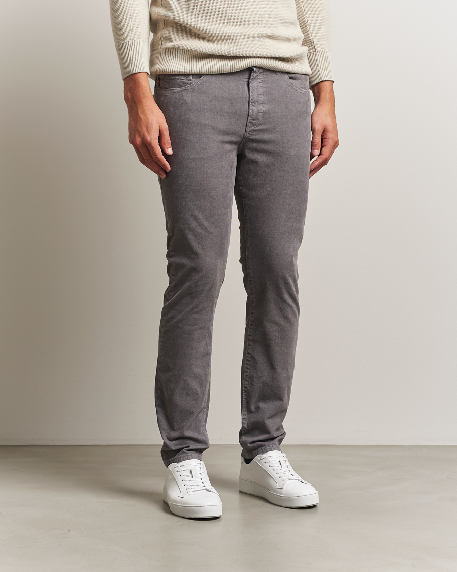 Herre | Bukser | BOSS ORANGE | Delaware Corduroy Cotton 5-Pocket Pants Open Grey