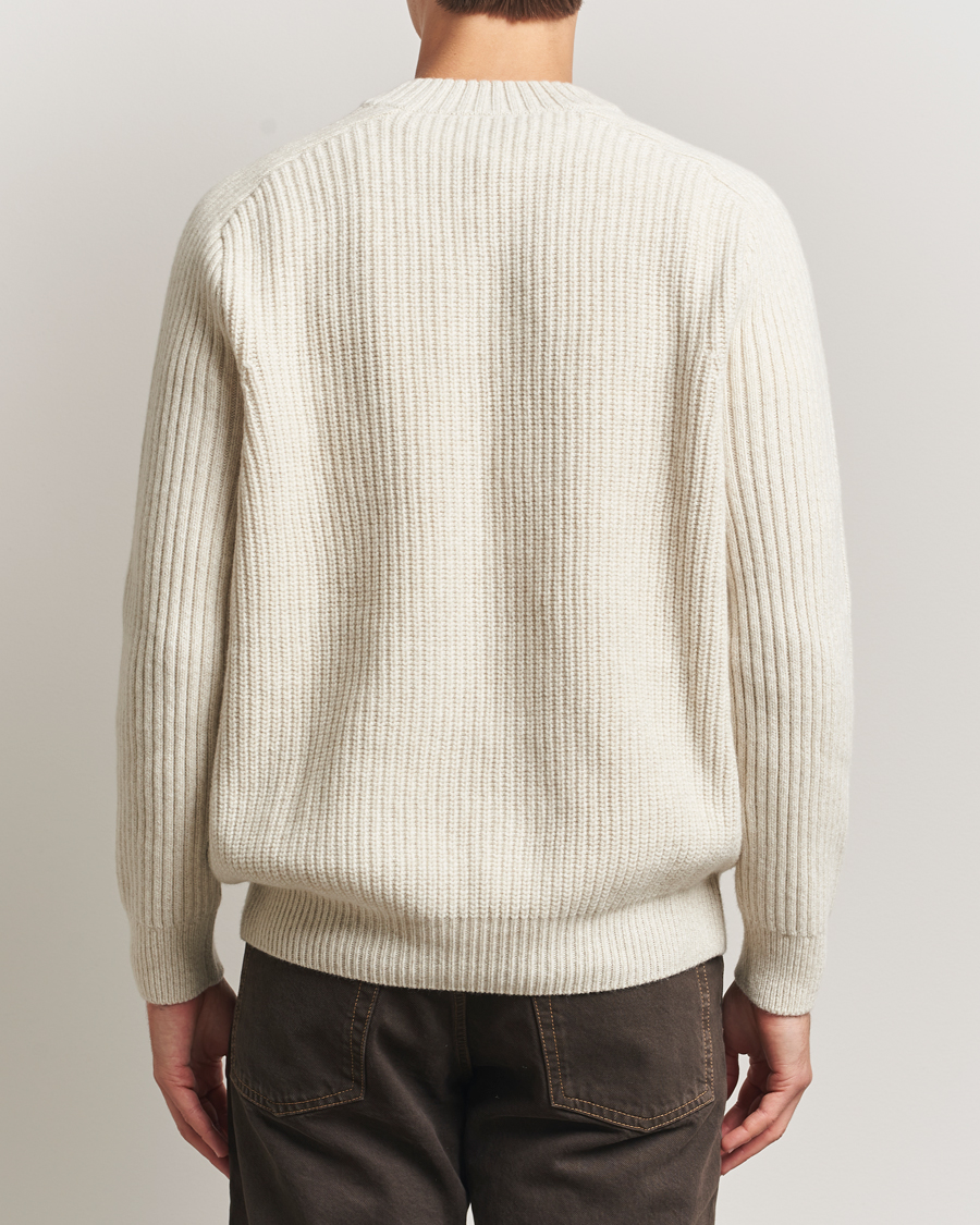 Herre | Trøjer | BOSS ORANGE | Karinet Ribbed Wool Knitted V-Neck Light Beige