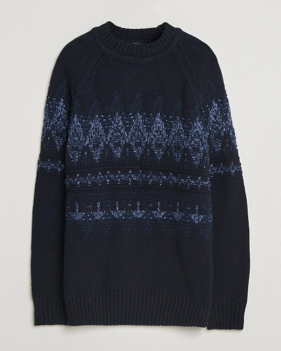 Herre | Trøjer | BOSS ORANGE | Karombo Wool Fairisle Sweater Dark Blue
