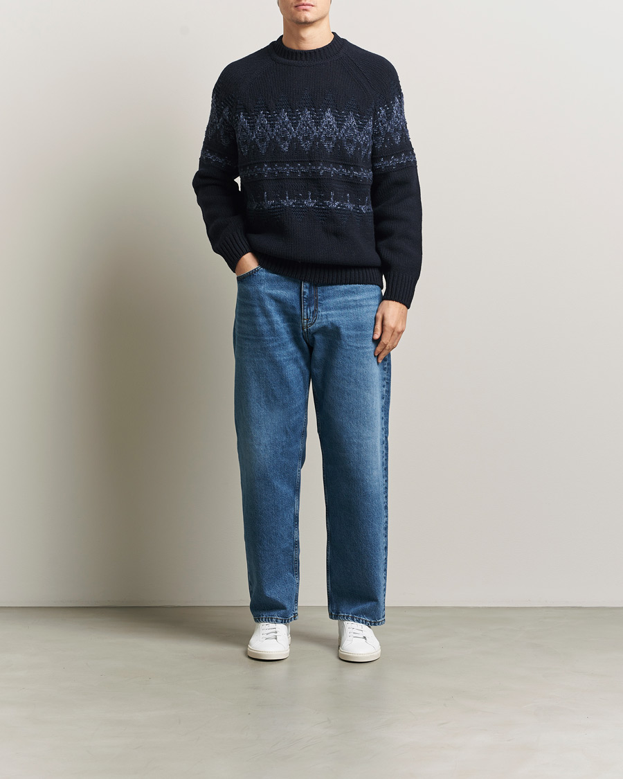 Herre | Trøjer | BOSS ORANGE | Karombo Wool Fairisle Sweater Dark Blue