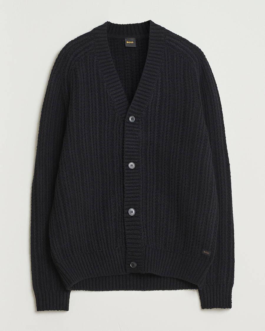 Herre | Trøjer | BOSS ORANGE | Kortho Wool Knitted Cardigan Black