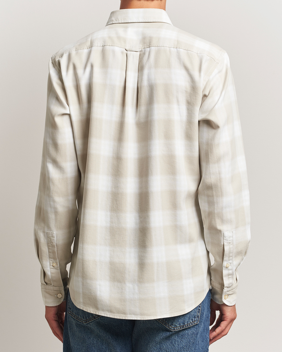Herre | Skjorter | BOSS ORANGE | Rickert Brushed Cotton Checked Shirt Light Beige
