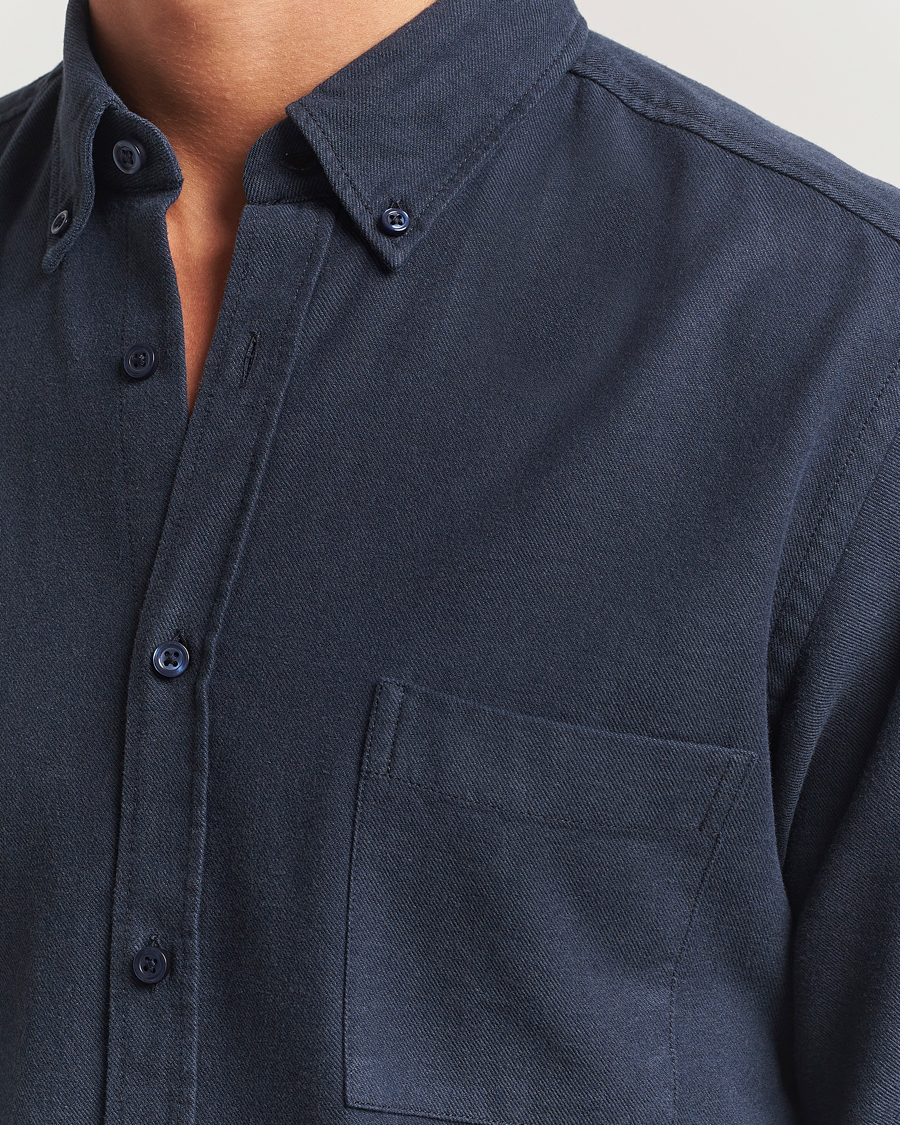 Herre | Skjorter | BOSS ORANGE | Rickert Brushed Cotton Shirt Dark Blue