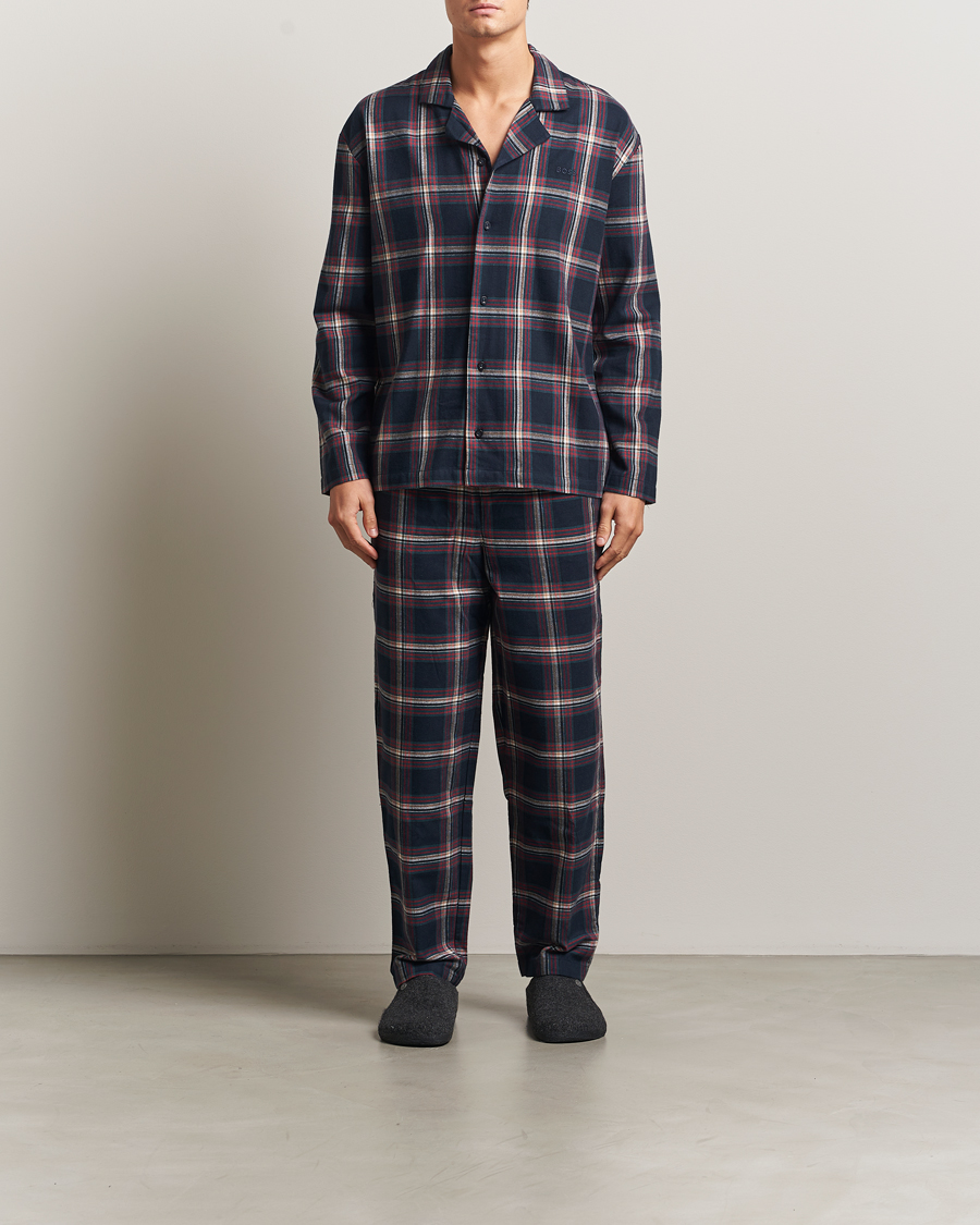 Herre | Pyjamas & Morgenkåber | BOSS BLACK | Flannel Long Sleeve Pyjama Set Open Blue