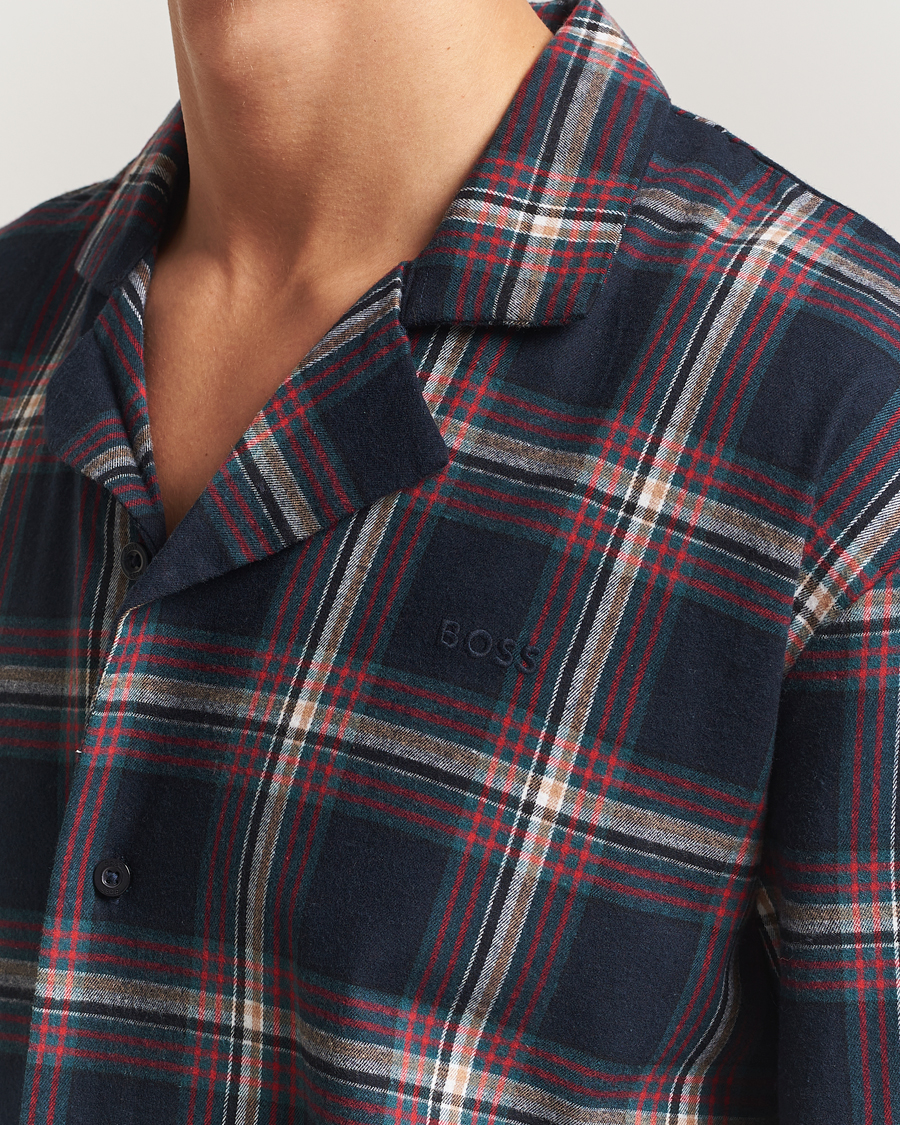 Herre | Pyjamas & Morgenkåber | BOSS BLACK | Flannel Long Sleeve Pyjama Set Open Blue