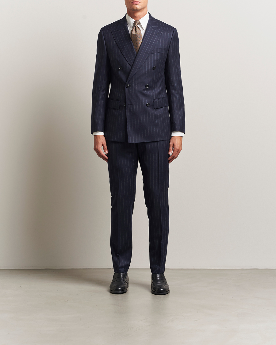 Herre | Jakkesæt | BOSS BLACK | Huge Wool Double Breasted Pinstriped Suit Dark Blue