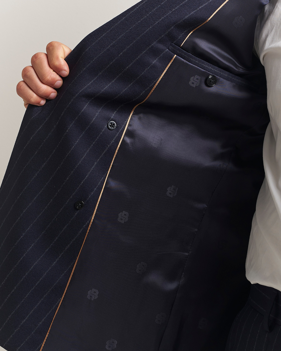 Herre | Jakkesæt | BOSS BLACK | Huge Wool Double Breasted Pinstriped Suit Dark Blue