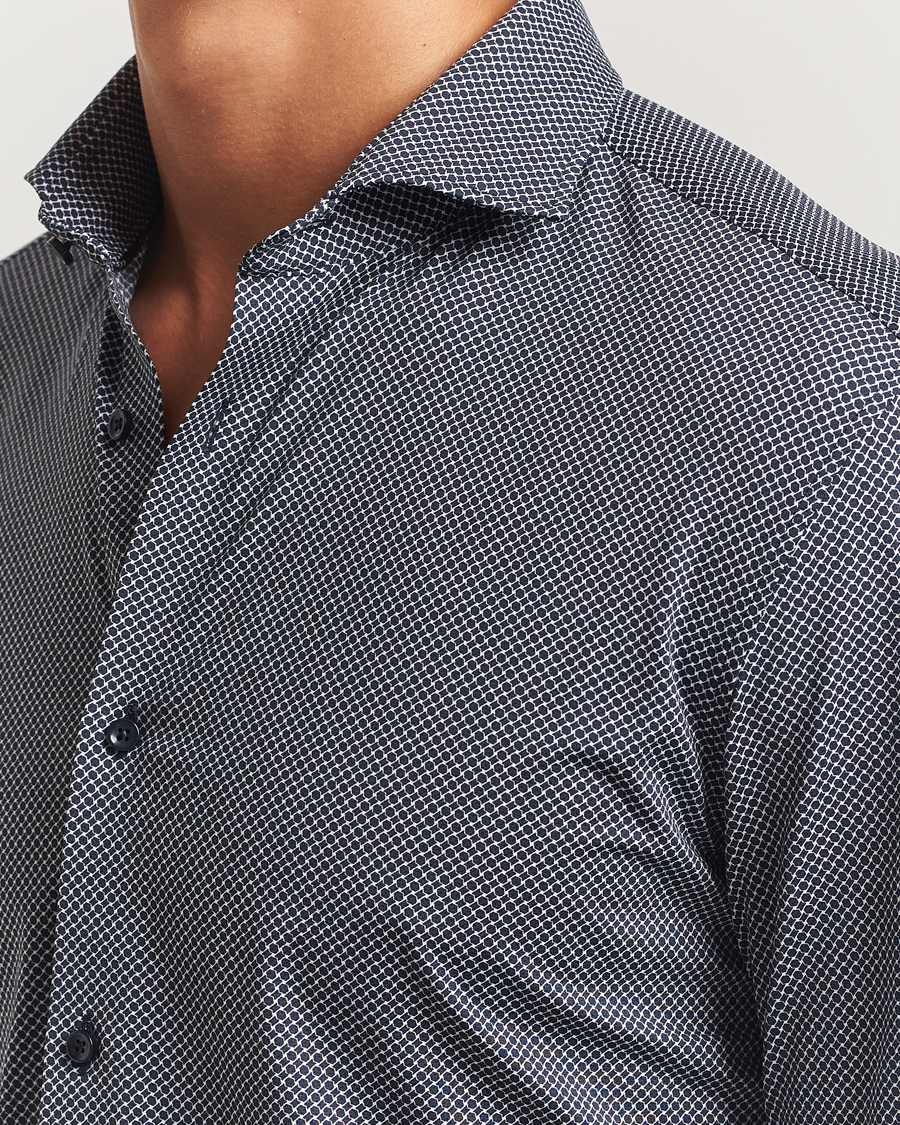 Herre | Skjorter | BOSS BLACK | Hank 4-Way Printed Stretch Shirt Dark Blue