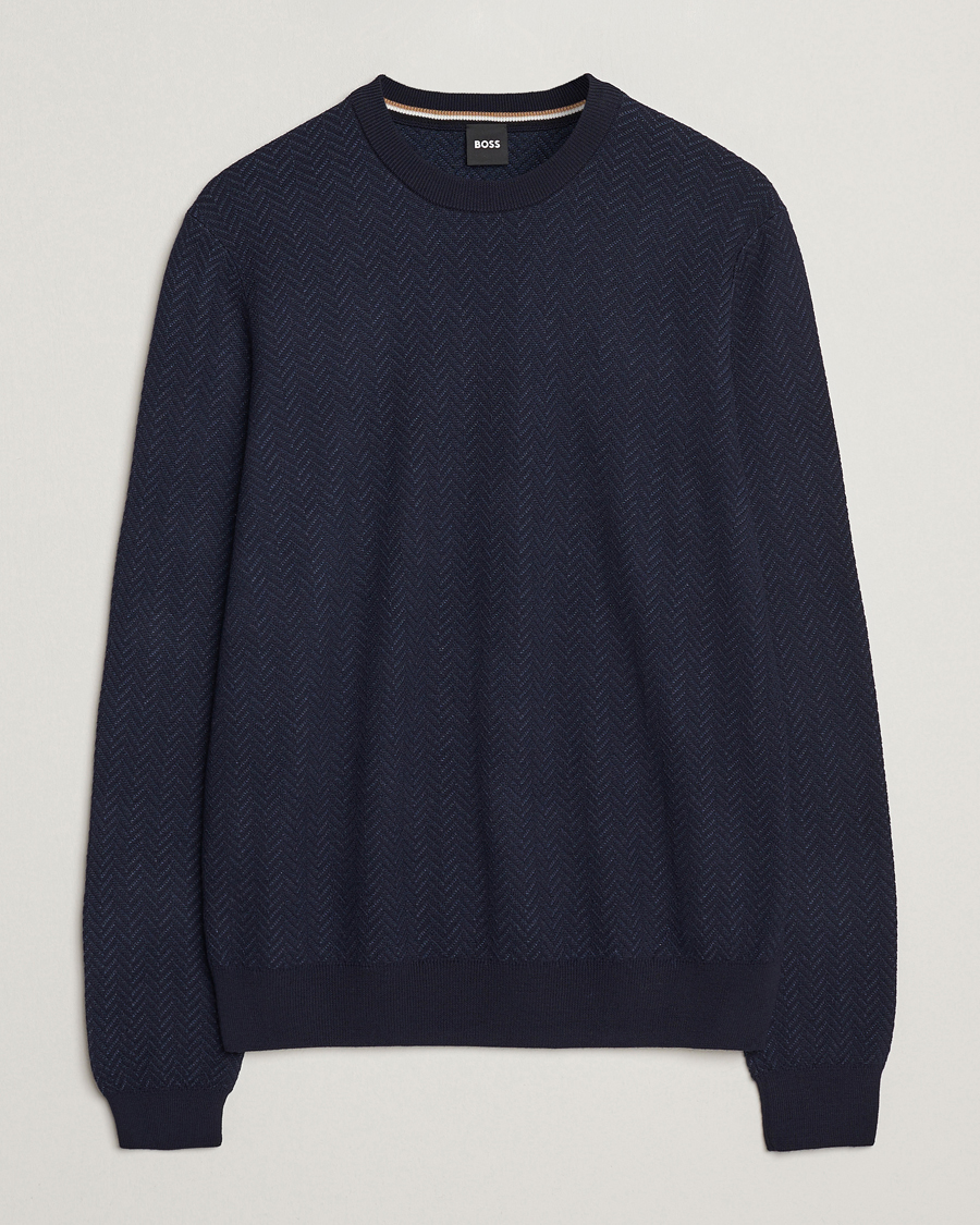 Herre | Trøjer | BOSS BLACK | Habito Wool Knitted Sweater Dark Blue