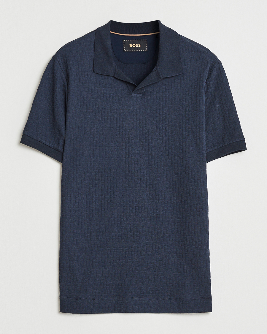 Herre | Polotrøjer | BOSS CAMEL | Parson Structured Open Collar Polo Dark Blue