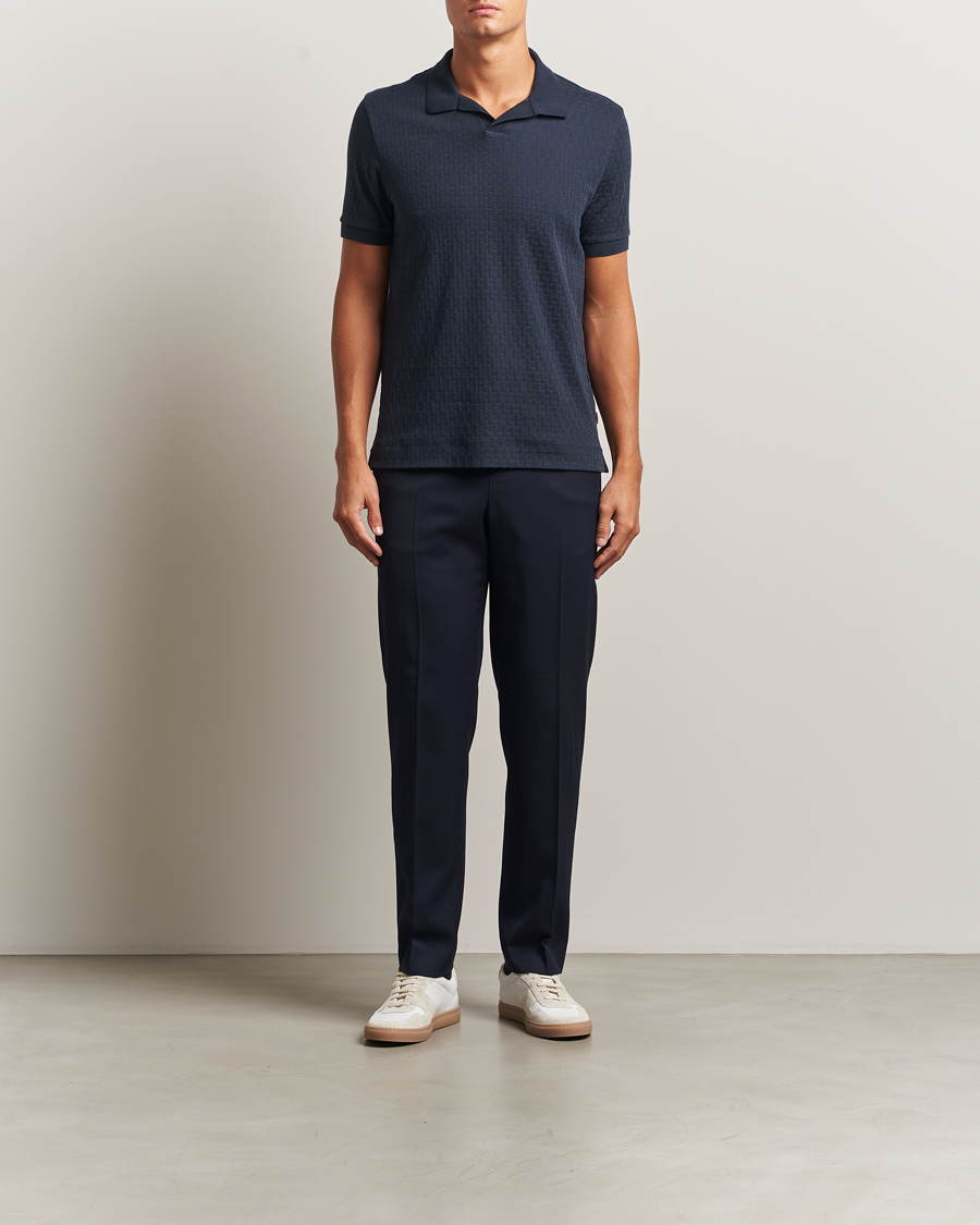 Herre | Polotrøjer | BOSS CAMEL | Parson Structured Open Collar Polo Dark Blue
