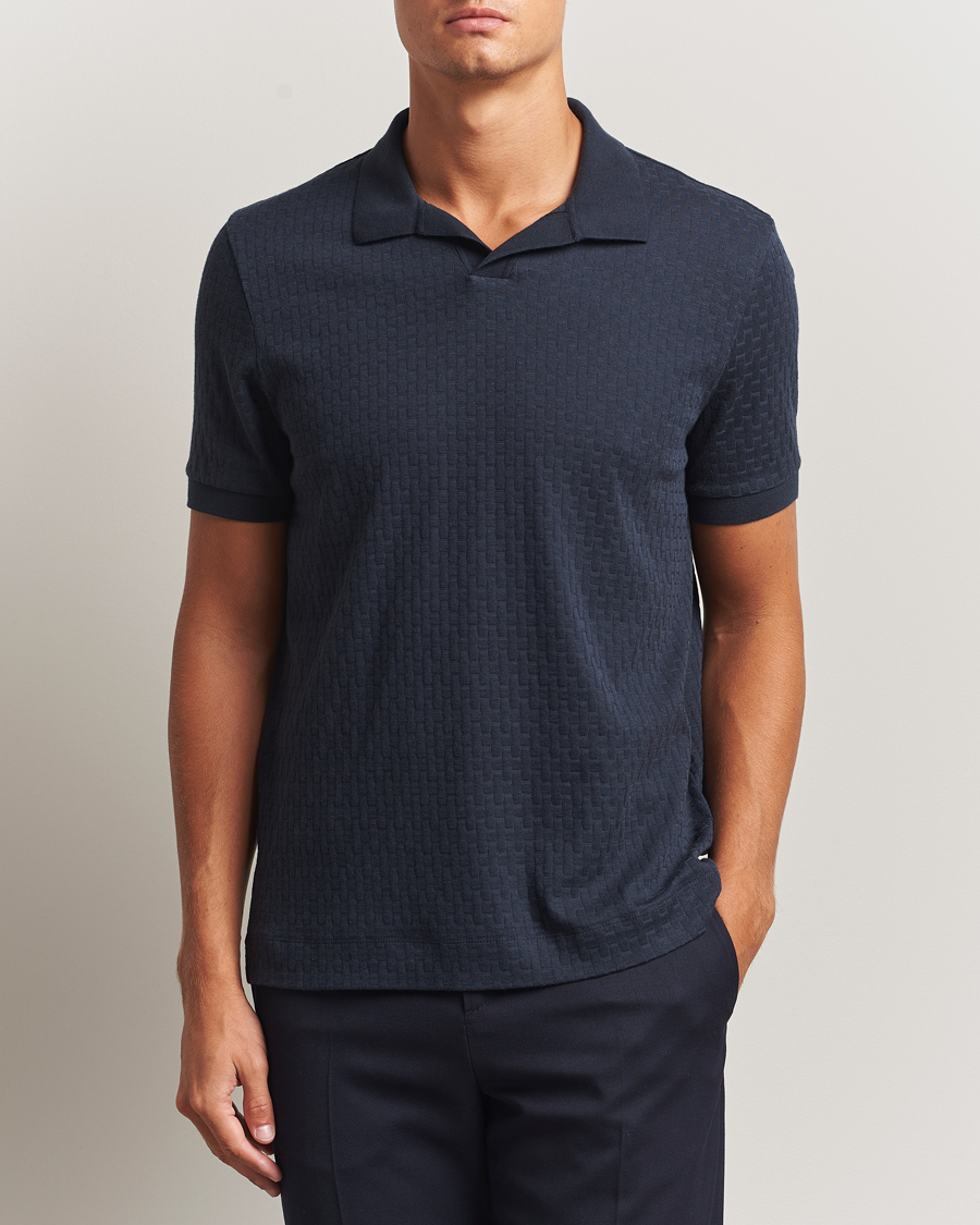 Herre | Polotrøjer | BOSS CAMEL | Parson Structured Open Collar Polo Dark Blue