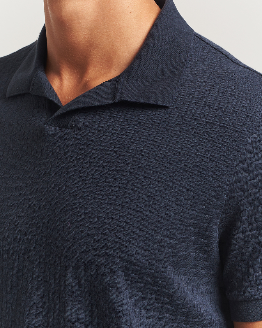 Herre | Polotrøjer | BOSS CAMEL | Parson Structured Open Collar Polo Dark Blue