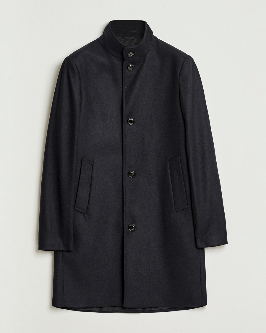 Herre | Jakker | J.Lindeberg | Jesse Stand Up Wool Melton Coat Black