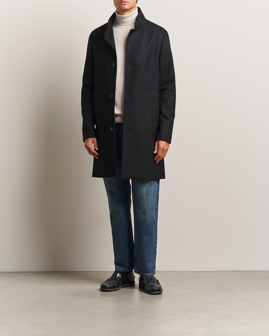 Herre | Jakker | J.Lindeberg | Jesse Stand Up Wool Melton Coat Black