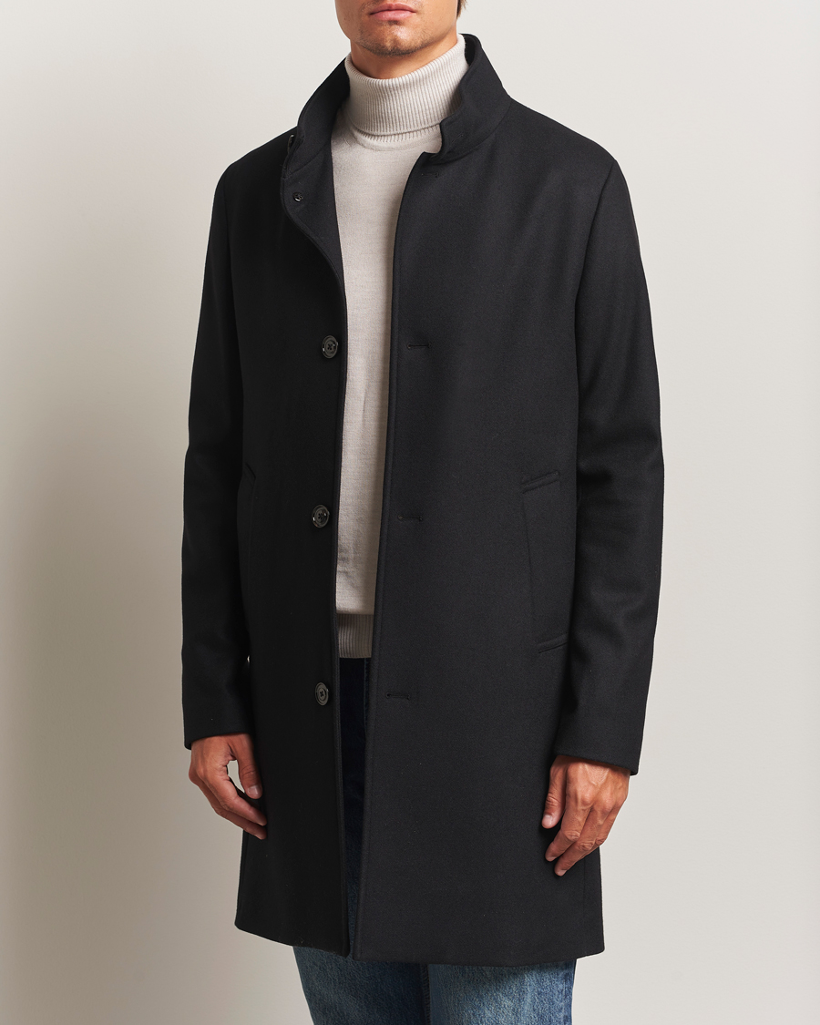 Herre | Jakker | J.Lindeberg | Jesse Stand Up Wool Melton Coat Black