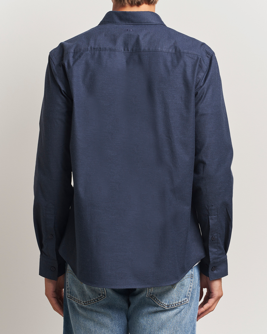 Herre | Skjorter | J.Lindeberg | Slim Fit Light Flannel Shirt Navy
