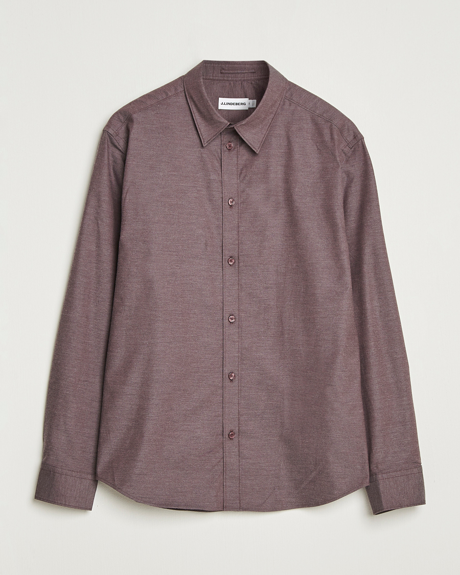 Herre | Skjorter | J.Lindeberg | Slim Fit Light Flannel Shirt Huckleberry