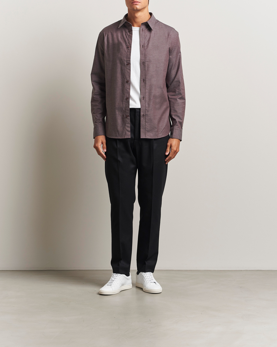 Herre | Skjorter | J.Lindeberg | Slim Fit Light Flannel Shirt Huckleberry