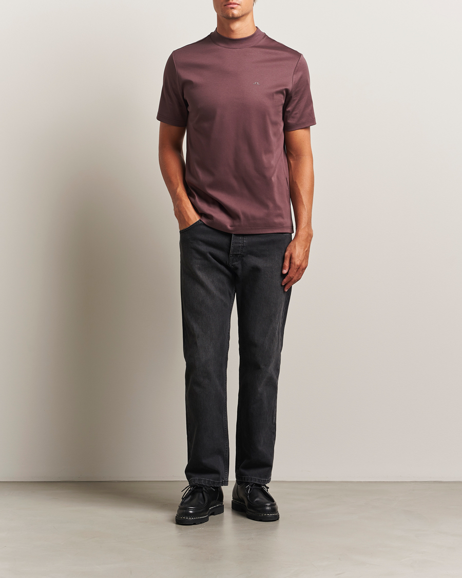 Herre | T-Shirts | J.Lindeberg | Ace Mock Neck T-Shirt Huckleberry