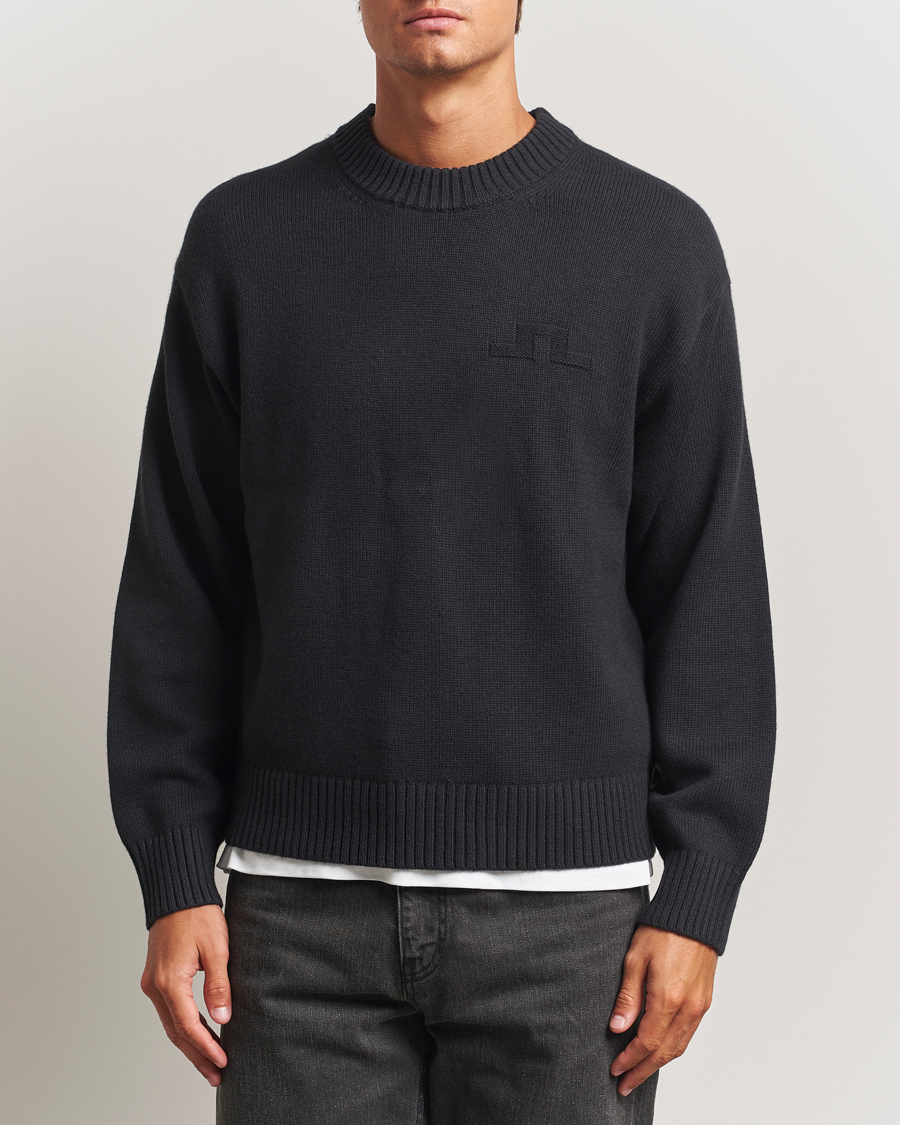Herre | Trøjer | J.Lindeberg | Eddy Wool/Cotton Knitted Sweater Black