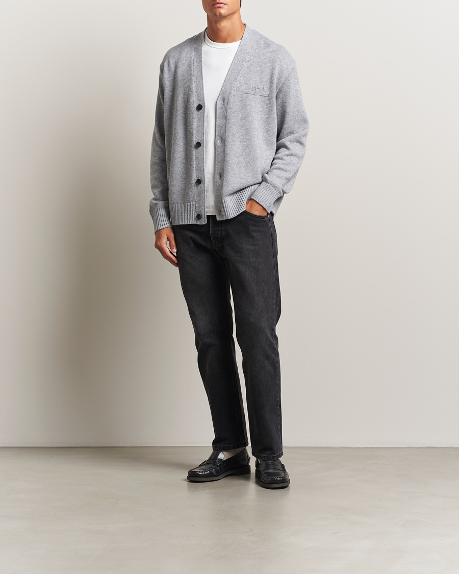 Herre | Trøjer | J.Lindeberg | Eddy Wool/Cotton Knitted Cardigan Light Grey Melange