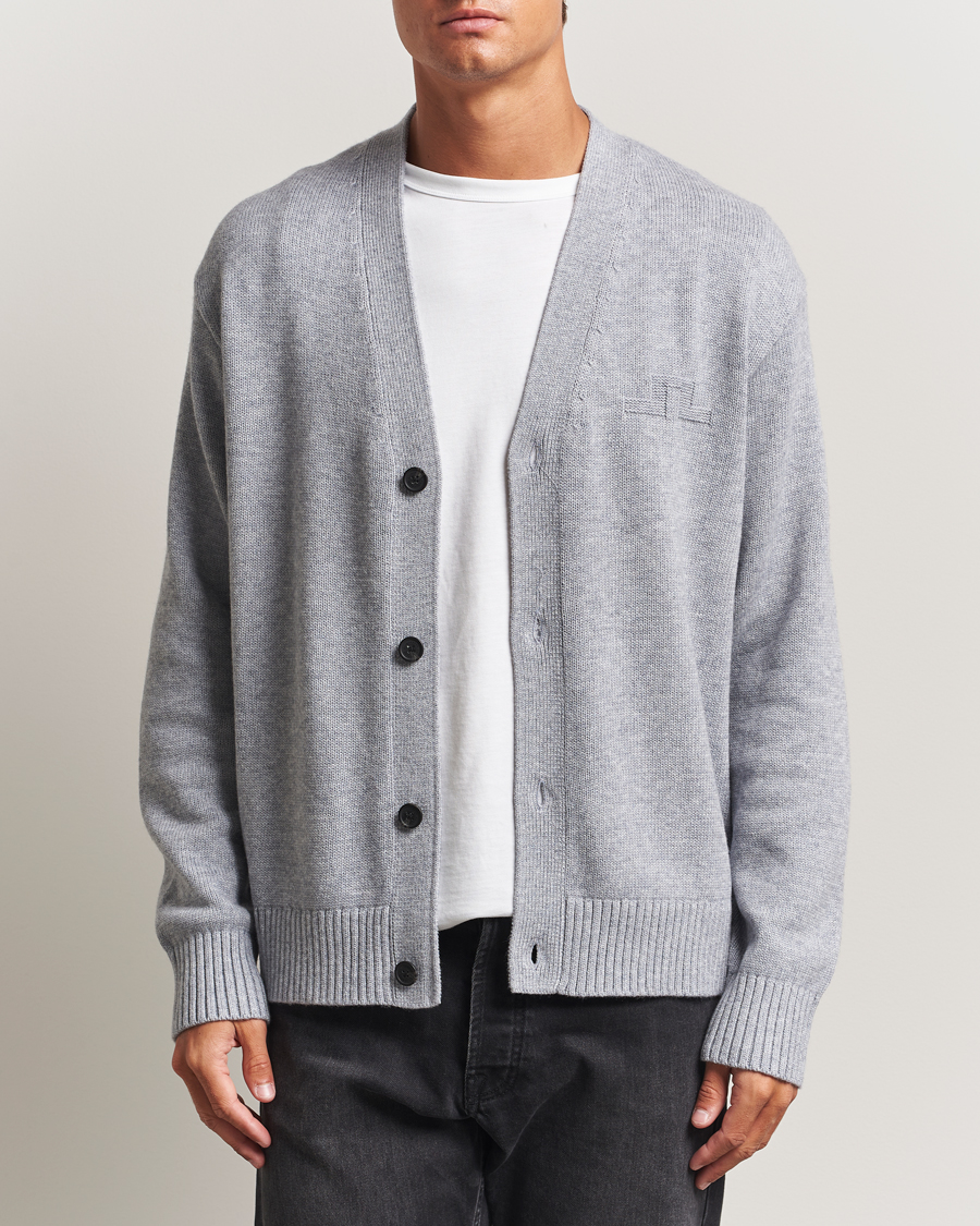 Herre | Trøjer | J.Lindeberg | Eddy Wool/Cotton Knitted Cardigan Light Grey Melange