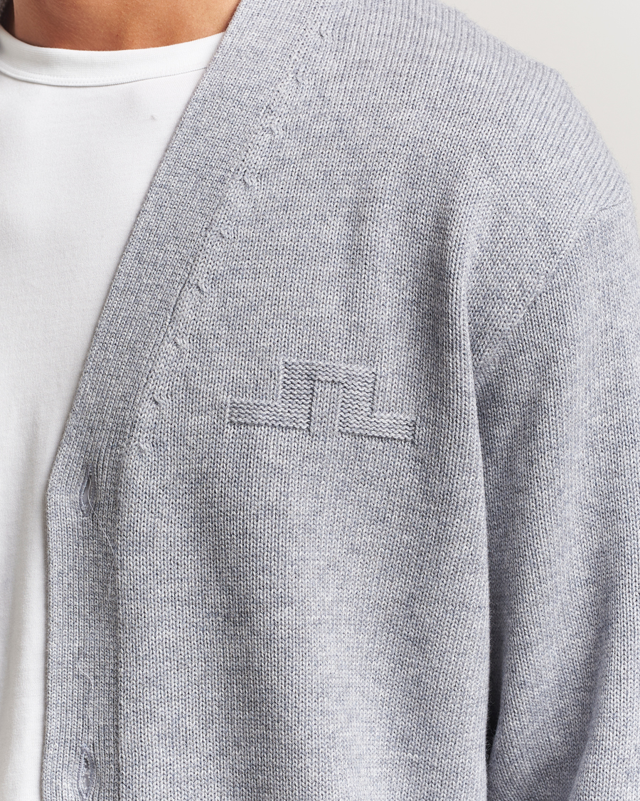 Herre | Trøjer | J.Lindeberg | Eddy Wool/Cotton Knitted Cardigan Light Grey Melange