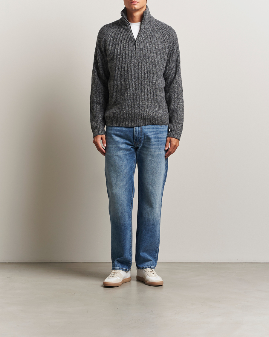 Herre | Trøjer | J.Lindeberg | Victor Wool Half Zip Dark Grey Melange