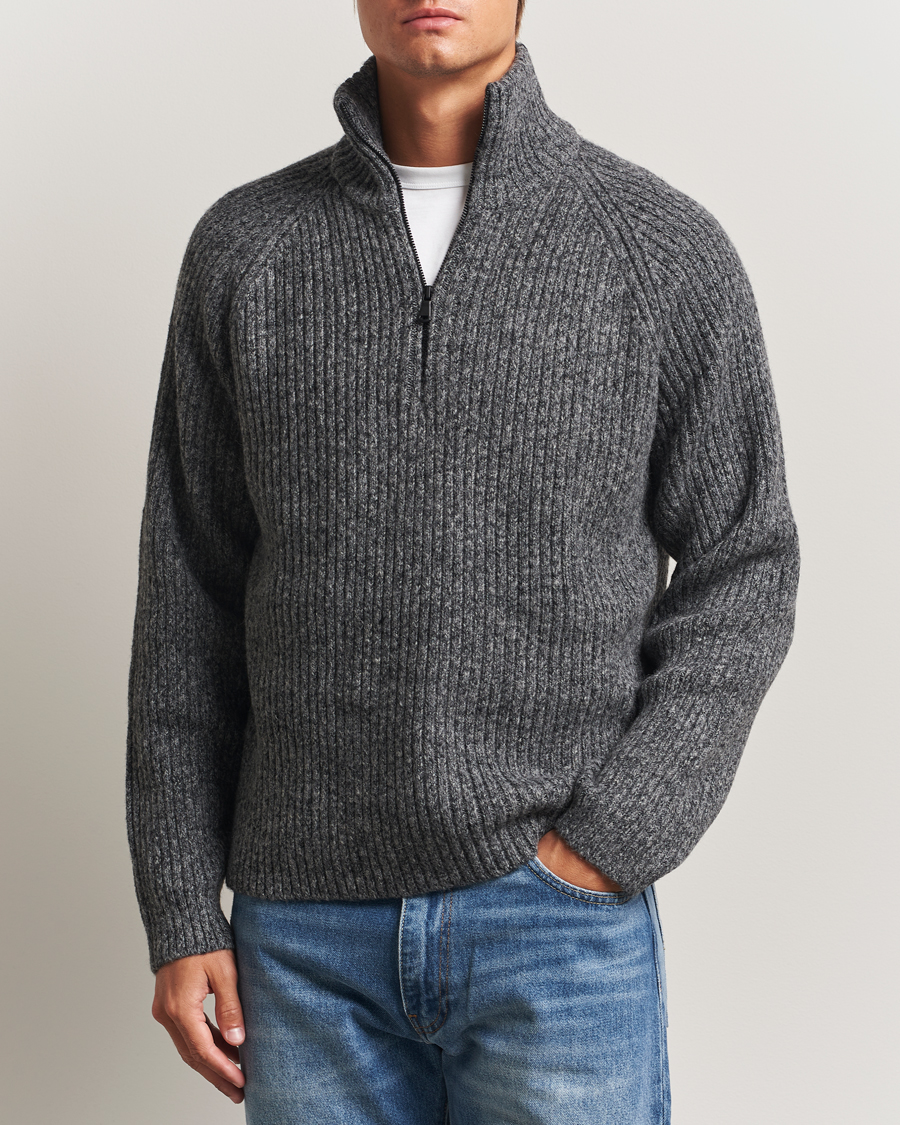 Herre | Trøjer | J.Lindeberg | Victor Wool Half Zip Dark Grey Melange