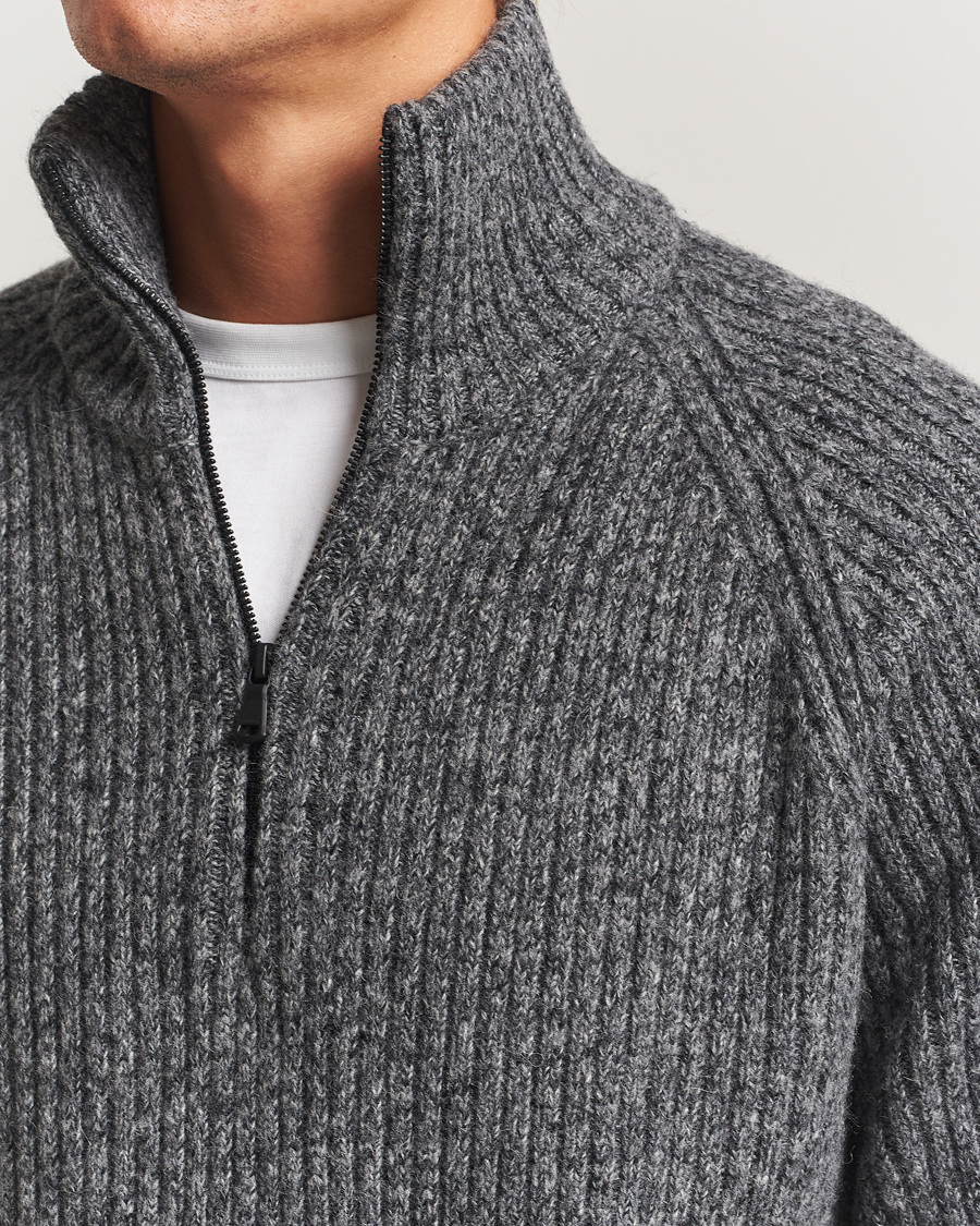 Herre | Trøjer | J.Lindeberg | Victor Wool Half Zip Dark Grey Melange