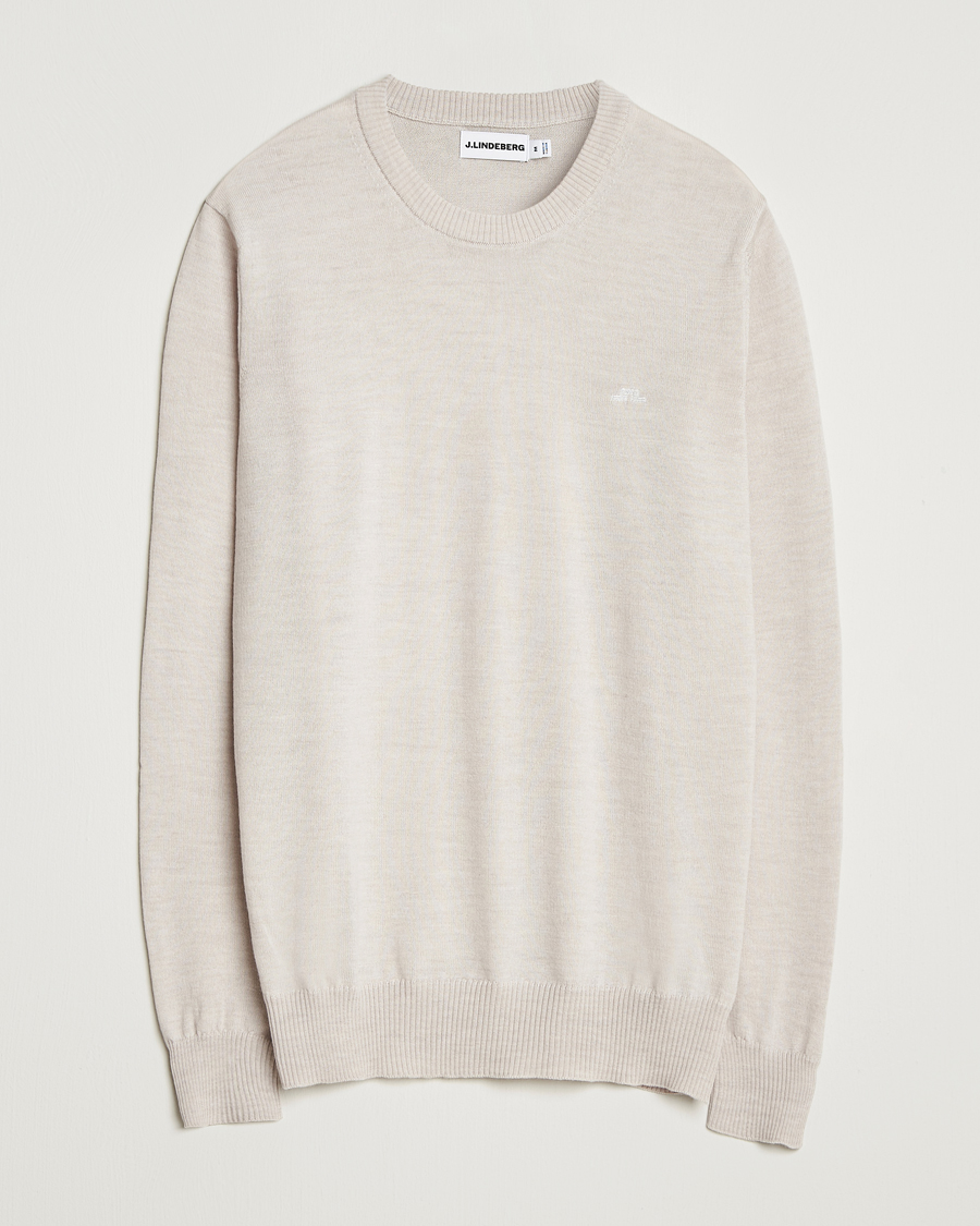 Herre | Trøjer | J.Lindeberg | Keane Merino Crew Neck Moonbeam Melange