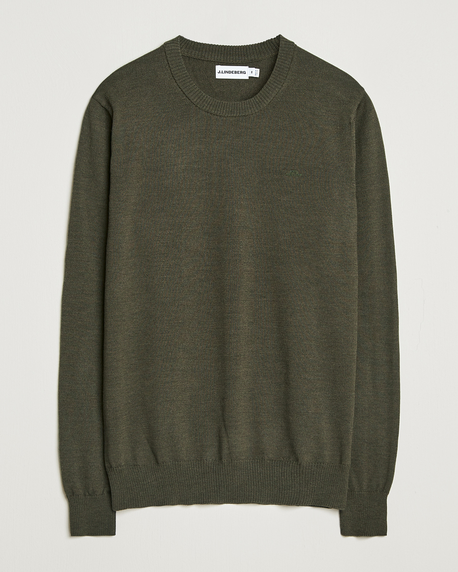 Herre | Trøjer | J.Lindeberg | Keane Merino Crew Neck Forest Green Melange