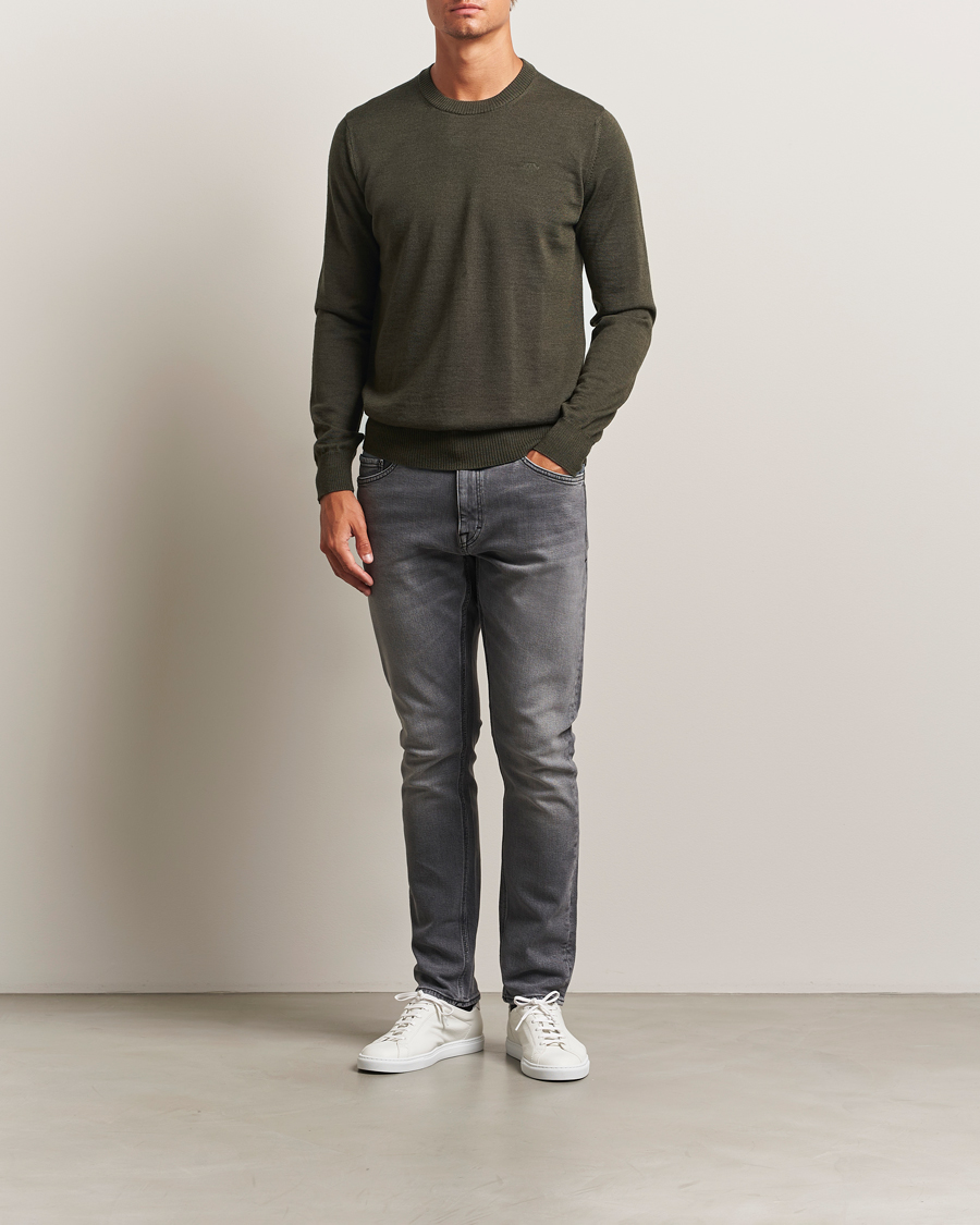 Herre | Trøjer | J.Lindeberg | Keane Merino Crew Neck Forest Green Melange