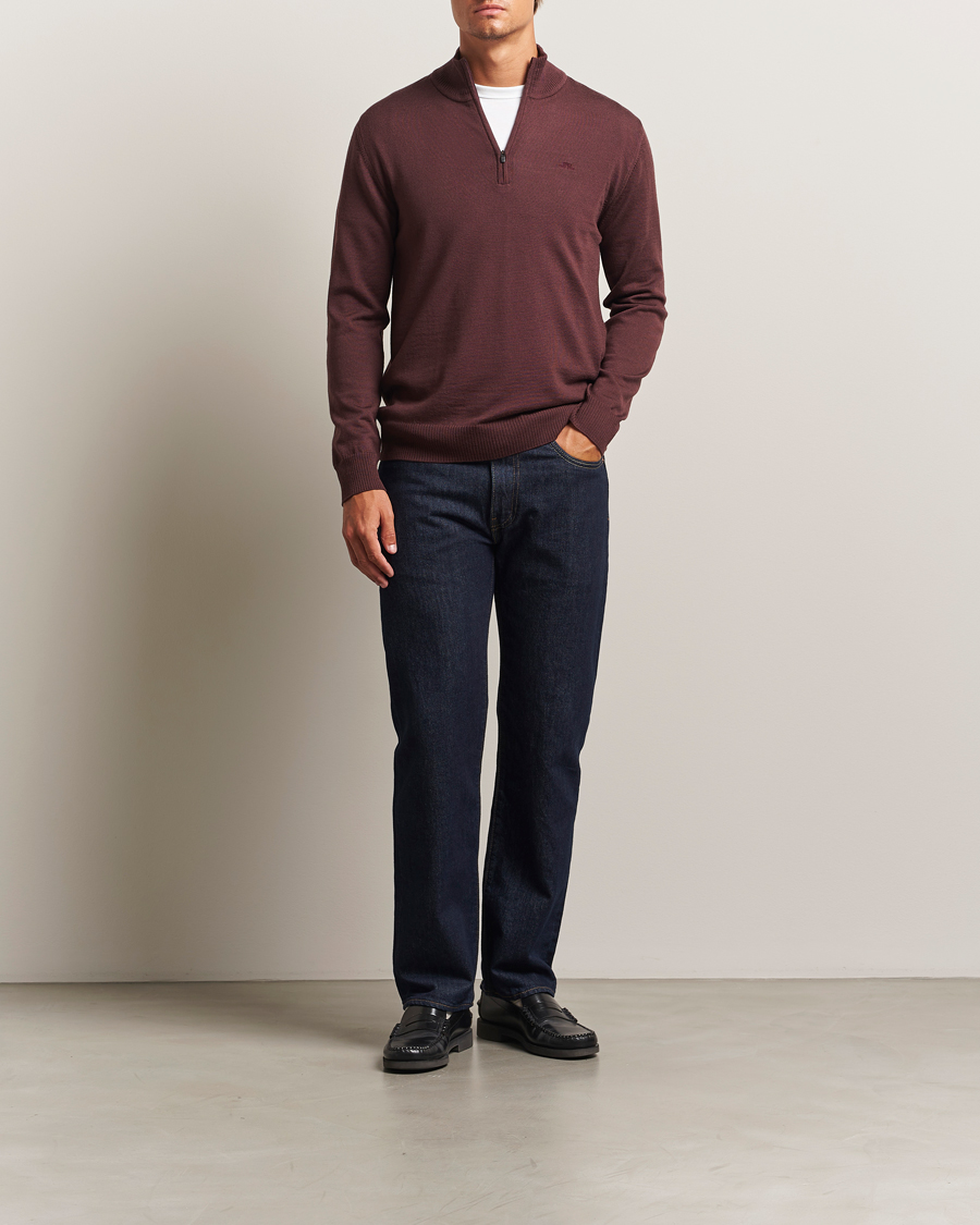 Herre | Trøjer | J.Lindeberg | Kiyan Merino Half Zip Huckleberry