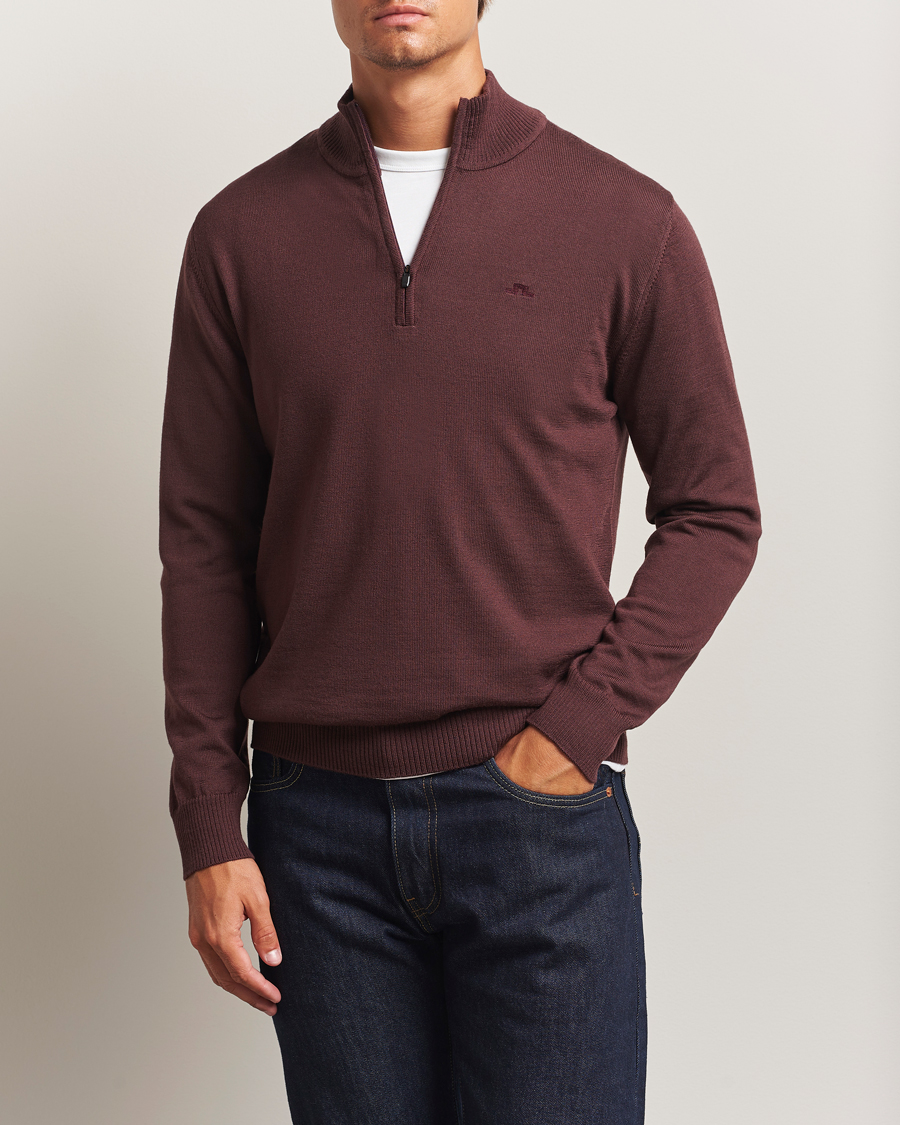 Herre | Trøjer | J.Lindeberg | Kiyan Merino Half Zip Huckleberry