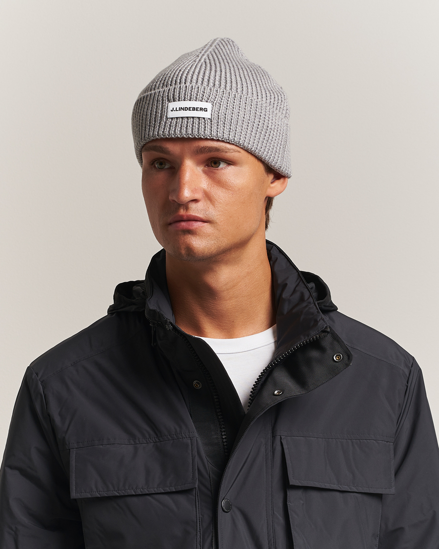Herre | Huer | J.Lindeberg | Juan Merino Beanie Light Grey Melange